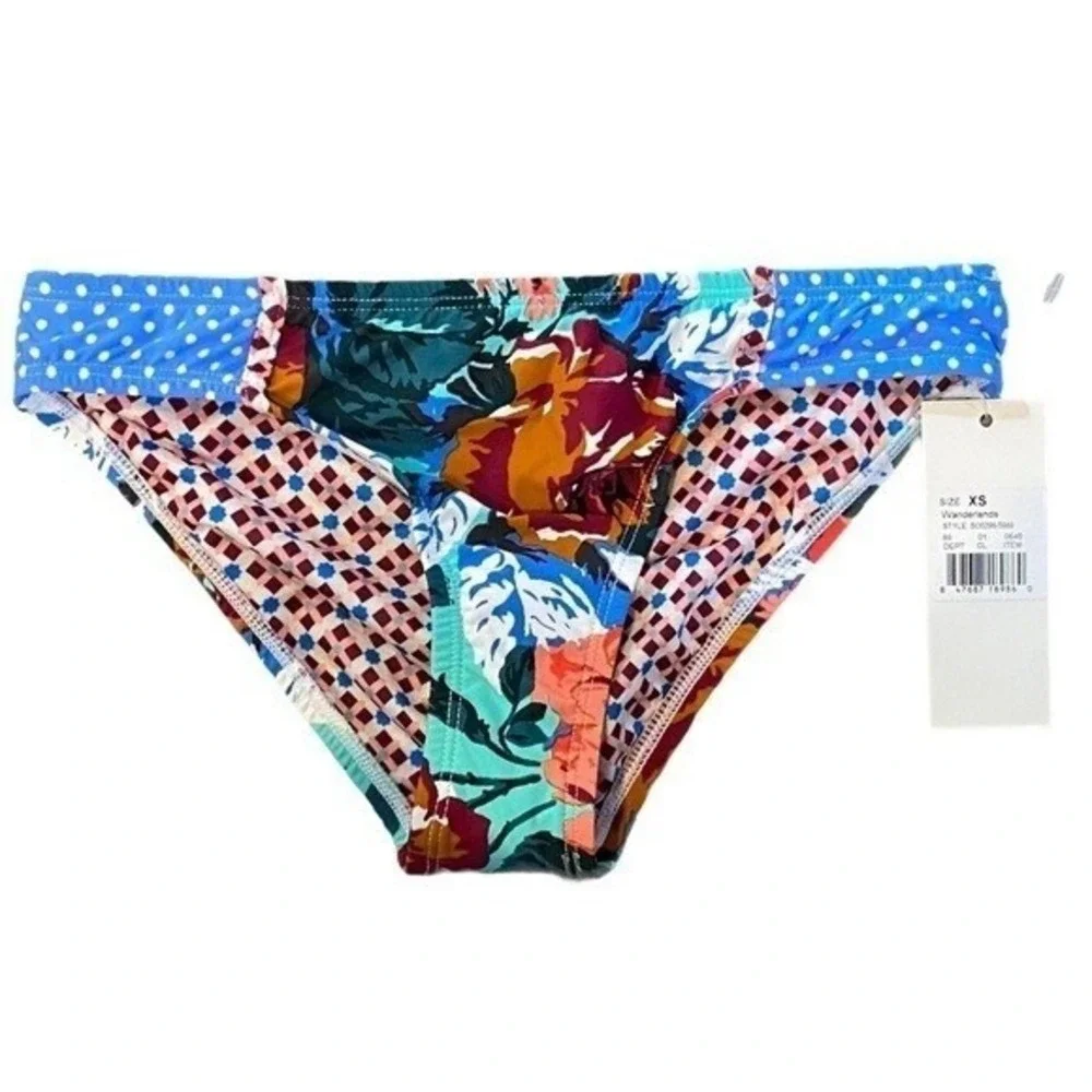 Social Angel Wanderlands Bikini Bottom XS Mixed Floral Boho Low Rise Swim Bottom